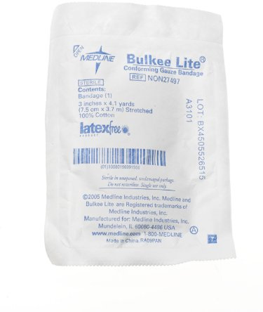 Medline Bulkee Lite Sterile Gauze Bandage, 3 x 4.1 yds., Wound Care Essential, Box of 12