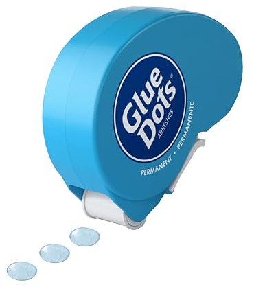 Glue Dots, Permanent Dots Dot N' Go Dispenser, Double-Sided, 3/8, .38 Inch, 200 Dots, DIY Craft Glue Tape, Sticky Adhesive Glue Points, Liquid Hot Glue Alternative, Blue-Tinted