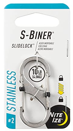 Nite Ize LSB2-11-R3 S-Biner SlideLock Dual Locking Carabiner, Size #2, Stainless