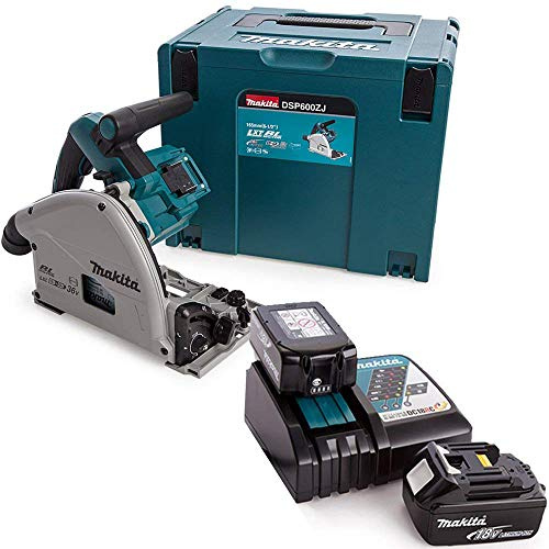 Makita DSP600ZJ LXT 18V Twin Brushless Plunge Saw with 2 x 5Ah Batteries & Charger