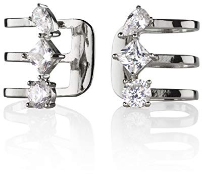 Namana Orecchini ad a Clip Avvolgenti per Orecchio. Placcati in Oro 18 Carati o Color Argento per Orecchini Senza Fori con Gemme di Zirconi Cubici. Polsino Dell'Orecchio (Argento, Placcato argento)