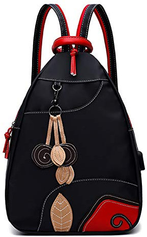 Jywmsc Damen Stilvoll Nylon Leicht Rucksack Schultertasche Draussen Brusttasche Freizeitrucksack