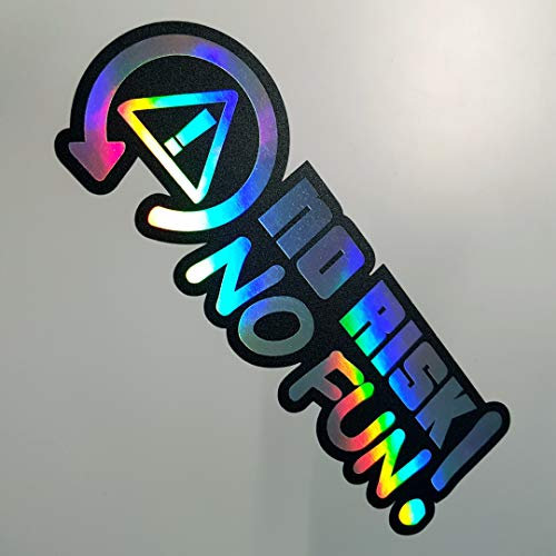 Folien-Zentrum - No Risk No Fun Oilslick Schwarz 14,5 x 5 cm - hochwertiger Aufkleber Auto Tuning - OEM & JDM Auto Sticker - Lustige Auto Aufkleber - Stickerbomb - Autoaufkleber - Made in Germany (1)