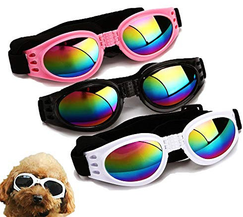 3Pcs Stylish Pet Glasses Cool Dog Sunglasses Dog Doggles Waterproof Windproof Eyewear UV Protection Sunglass for Doggy Puppy