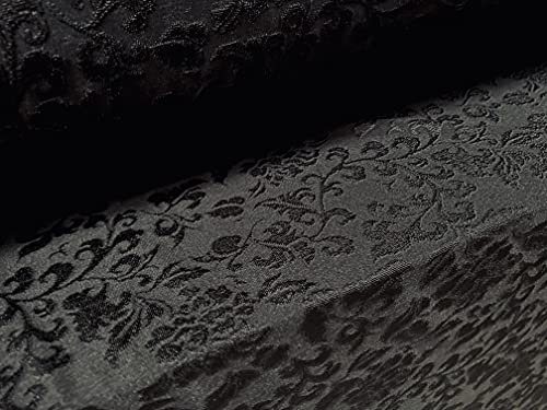 Jacquard-Stretch-Spandex-Jersey-Stoff, Blumenmuster, Meterware, Schwarz