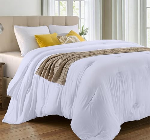 Utopia Bedding All Season Down Alternative Quilted Comforter Full Size- Duvet Insert with Corner Tabs- Machine Washable - Bed Comforter – White
