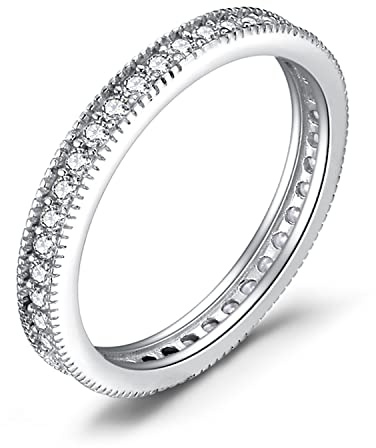 JewelryPalace Modesmycken Klassisk Ring Med Zirkonia Dam, Vigselringar Damring Silver 925 Vigselringar Stapelring Evighetsring Ringband Smal, Ringar 55