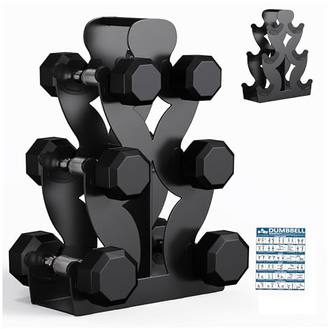 Lovind Dumbbell Rack, Stand Only, No Install Needed Small Weight Rack with Dumbbell Protector Edge,Suitable for Rubber-Coated Dumbbells