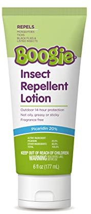 Boogie Insect Repellent Lotion, Keep Mosquitoes, Ticks and Flies Off, DEET Alternative Repellent, Up to 14-Hour Protection, Fragrance-Free, Odorless Lotion, 6 Ounce