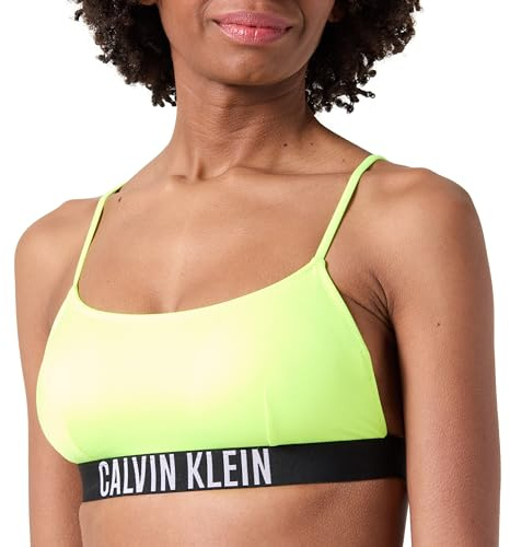 Calvin Klein Haut de Bikini Femme Bralette sans Armatures, Vert (Citrust Burst), L