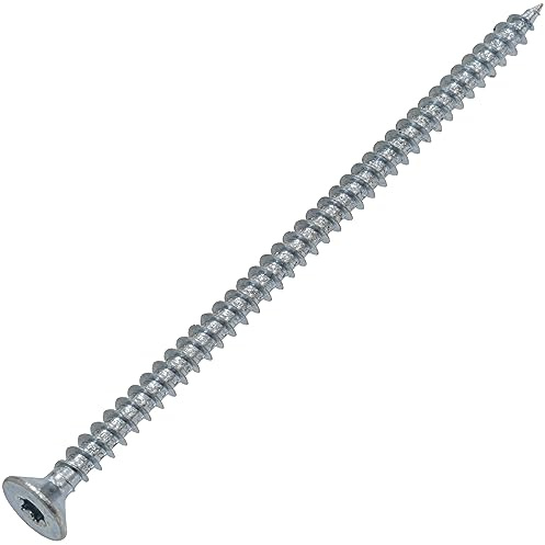 Aerzetix – C68247 set med 25 självgängande träskruvar, Ø 5 x 100 mm med stjärnprägling TX – av galvaniserat stål