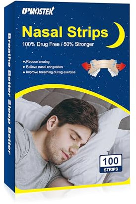 Nasenpflaster Schnarchen, 100 Stück Extra Starke Schlafpflaster, Nasenstrips Gegen Schnarchen, Lindern Eine Verstopfte Nase Aufgrund Schnupfen, Allergien, Nasenstrips für Sport Und Schlaf (71x25mm)