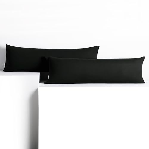 DecoKing 2 Kissenbezüge 40x200 cm Jersey 100% gekämmte Baumwolle Reißverschluss schwarz Amber