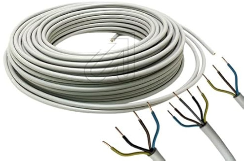 Installationsleitung NYM-J Mantelleitung Feuchtraumleitung Stromkabel Elektrokabel Kupfer Made in Germany (5x2,5mm² - 50 Meter)
