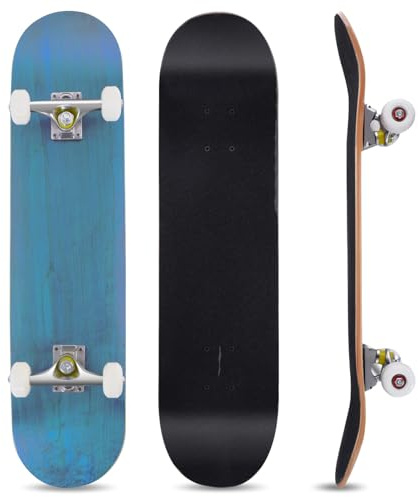 GYMAX Skateboard Complet de 78,7 x 20,3 cm avec roulements à Billes ABEC-7, Plateau en Bois d'érable à 7 Couches, Double Coup de Pied, Skateboard Standard pour Enfants, Adultes, débutants