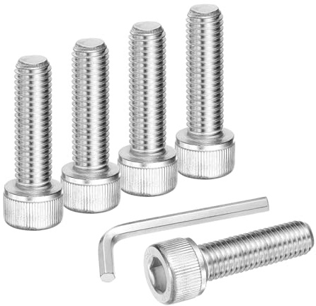 sourcing map 10Pcs Hex Socket Head Cap Screws Bolts, M10x35mm 304 Stainless Steel Socket Drive Machine Screws Bolts with Wrench, Full Threaded, Silver