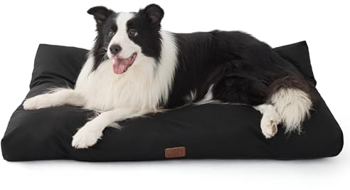 Bedsure Cama Perro Impermeable Grande - 104x69x8 cm Colchón Perro Lavable, Cama para Perros Grandes con Base Antideslizante - Ideal para Uso en Exteriores, Cómoda, Fácil de Limpiar, Negro, XL-Crate