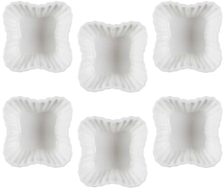 AltoBuy Set de 6 ramequins carrés en céramique Blanc texturé (L7,5 cm)