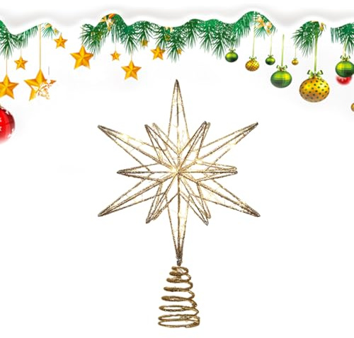 Estrella De Navidad Iluminada para Cima del Árbol | para La Copa del Árbol Festivo,Estrella De Navidad con Brillo Iluminado - para Oficina Interior Hogar Bar Tienda Dormitorio Sala De Estar