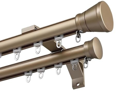 Binario per tenda in alluminio, 100-600 cm, a 2 corsie, montaggio a parete, silenzioso, per interni ed esterni, asta scorrevole dritta spessa (d 1,9 m)