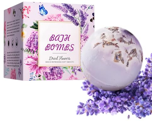 Hinapan Bombas de Baño con Flores Secas, 100g Lavanda Bolas Efervescentes Ducha, Bolitas de Ducha Nutritivas, Que Proporcionan una Experiencia Spa en Casa, Envasadas Individualmente