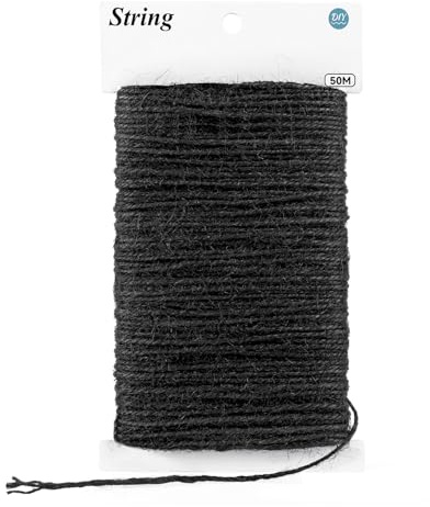 jijAcraft 2mm Black Jute String: 50m Natural Garden Twine String for Tying | Coloured Jute Twine for Gift Wrapping, DIY Crafts, Christmas, Climbing Plant, Decorative Items