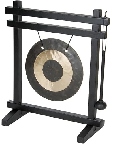 Woodstock Wind Chimes Desk Gong, Brass Hand-Hammered Bronze, Medium 12 - Inch Tall, for Meditation, Yoga, Classrooms, Offices, Great for Awareness, Relaxation