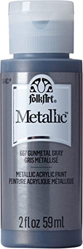 FolkArt Metallic Acrylic Paint in Assorted Colors (2 oz), 6102, 2 Ounce Lead Grey