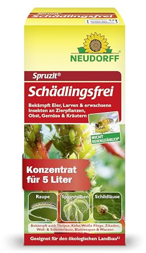 Neudorff Spruzit Schädlingsfrei – Konzentrat bekämpft Schädlinge wie Buchsbaumzünsler, Blattläuse, Thripse an Zierpflanzen, Gemüse, Kräutern, 50 ml