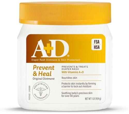 A+D Original Diaper Rash Ointment, Skin Protectant With Lanolin and Petrolatum, Seals Out Wetness, Helps Prevent Baby Diaper Rash, 1 Pound Jar.