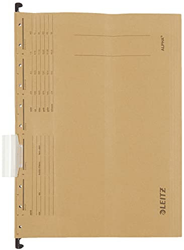 Leitz 19153000 Hängemappe Alpha, Natronkarton, 10 Stück, naturbraun