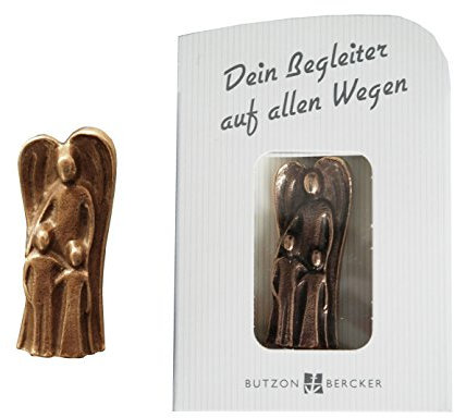 Schutzengel mit zwei Kindern Handschmeichler aus Bronze, Höhe 5,5 cm