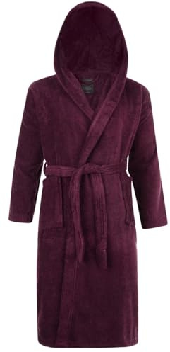 Adore Home Unisex 100% Cotton Hooded Terry Bathrobe | Cosy Absorbent Towelling Dressing Gown with Generous Hood, Secure Tie Waist and Roomy Pockets - Ideal for Everyday Comfort