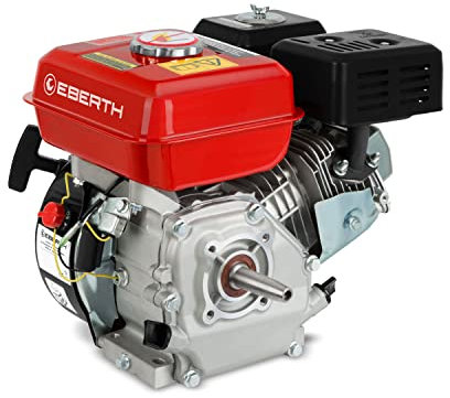 EBERTH 6,5 PS 4,8 kW Benzinmotor Standmotor Kartmotor Antriebsmotor mit konischer 19,00 mm Ø Welle, Ölmangelsicherung, 4-Takt, 1 Zylinder Benzin Motor, 196 ccm Hubraum, luftgekühlt, Seilzugstart