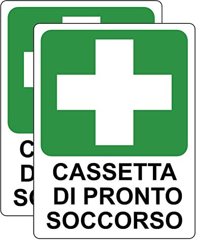 Haobase 2 Pezzi CASSETTA DI PRONTO SOCCORSO Cartello Etichetta - Vinile Autoadesivo (20 cm x 15 cm)