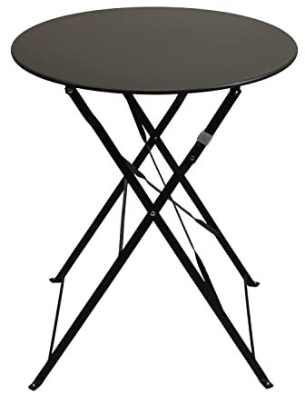Koopman International Bistrotisch Ø60xH70 cm klappbar Metallgestell Dunkelgrau - Beistelltisch Metalltisch Serviertisch Klapptisch Balkontisch Gartentisch Campingtisch Partytisch
