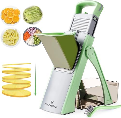 ONCE FOR ALL Safe Mandoline Slicer Plus, Bigger Size, Veggie Slicer, Green