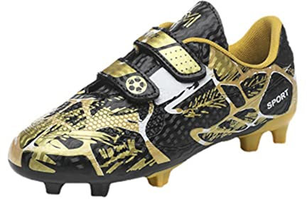 Agnueuty Fußballschuhe mit Stollen für Jungen Mädchen Athletics Football Schuhe Laceless Leichtathletik Trainingsschuhe Unisex Kinder,Schwarz,EU37