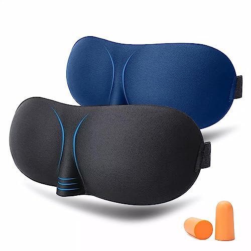 3D Mascherina occhi per dormire 2 pezzi da notte Con tappi per le orecchie Adatto per l'uso durante i viaggi in aereo, a casa, in hotel e durante i sonnellini dei turni