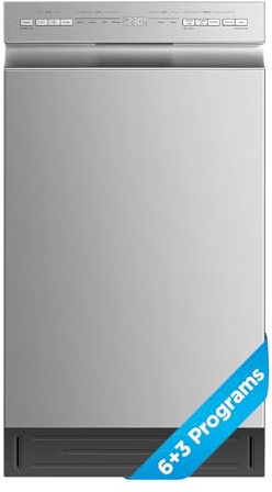 Midea 18 Inch Built-in Dishwasher, 8 Place Settings, Stainless Steel Tub