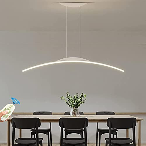 LED Lámpara Colgante para Salon Mesa de Comedor Modernas Regulable Altura Ajustable Lamparas Colgante Techo Isla Cocina de Oficina Estudio Con mando a distancia Lámpara de Suspensión (L100c, Blanco)