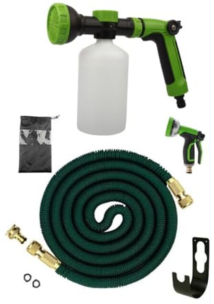 Pistola Fertilizzante con serbatoio 500ml e Tubo da Giardino FlexTube 30M con Pistola a Spruzzo | Regolatore Miscela | Kit per giardinaggio