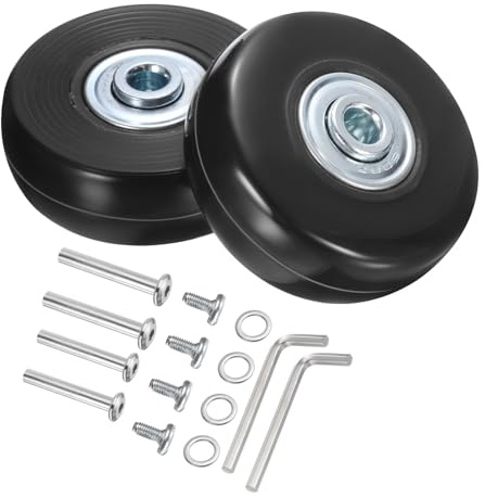 QUARKZMAN Bagagehjul ersättning 51 x 17 mm/2 tum x 0,7 tum gummi svängbara hjul med kullager reparationssats för väskor inline utomhus skridskoåkning, svart set om 2