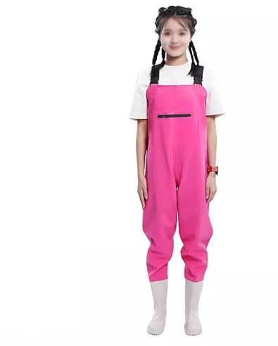 Generic Wathose for Damen, Kinderwathose, Gartenhose Damen, Jugendliche Kinder Brust Wathose Zum Waten, Fliegenfischen, Jagen, Arbeiten Im Schlamm (Farbe : Pink, Größe : 37)