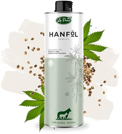 LaPura Hanföl für Hunde & Katzen – kaltgepresst, Futteröl mit Omega 3 & 6, Vitamin E, idealer Barf-Zusatz, für Immunsystem & Fellpflege, 1 L