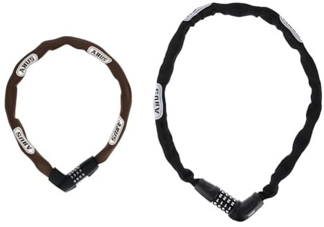 ABUS Kettenschloss Tresor 1385 – Zahlenschloss aus gehärtetem Stahl – 7 mm starke Vierkantkette – ABUS-Sicherheitslevel 7 – 85 cm – Braun & 71206 Fahrradschloss, Nero, 75 cm