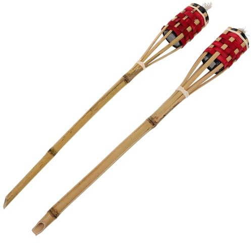 Ciieeo Luau Bamboo, 2Pcs Outdoor Citronellas Torch Large Patio Props for Tropical Wedding Torch Festival Garden Summer Home Patio Decor Red