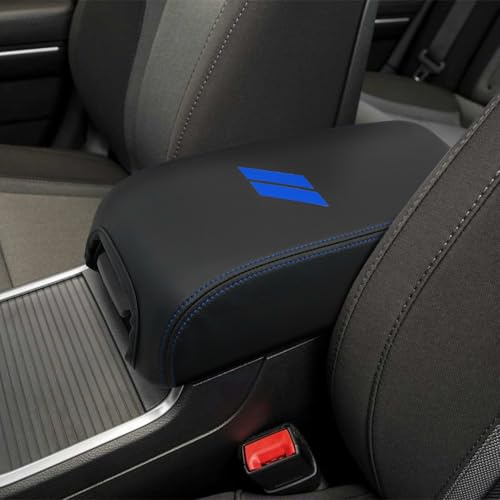 REMOCH for Dodge Charger Center Console Cover 2024 2023 2022 2021-2011 for Chrysler 300 2022-2015 Leather Armrest Cover Seat Console Box Lid Protector Interior Accessories (Blue Stitches, Leather)