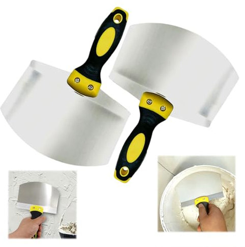 HJYDGJ 2 espátulas de pintor de acero inoxidable, juego de espátulas con mango de plástico, herramienta de rasqueta ancha de 6,9 pulgadas, herramienta para rellenar, paneles de yeso, yeso, proyectos