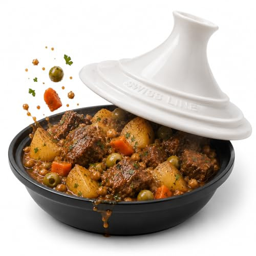 Swiss Line Switzerland - Tajine - 30 cm - Keramiek - Inclusief Inclusief Indutied (Wit)